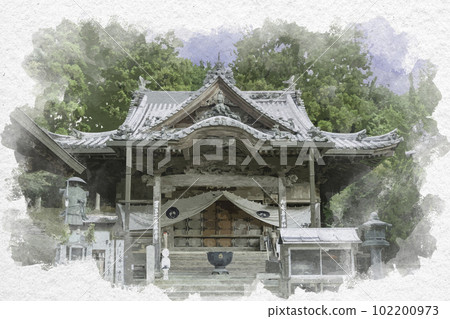 Watercolor style Shikoku 88 Temple No. 11 Fujiidera Main Hall Yoshinogawa City, Tokushima Prefecture Watercolor style Shikoku 88 Temple No. 11 Fujiidera Main Hall Yoshinogawa City, Tokushima Prefecture 102200973