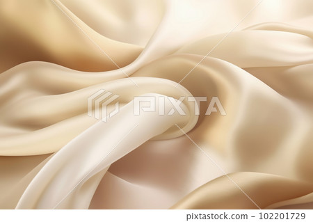 Satin texture beige gradient fabric background, silk backdrop, closeup. Generative AI 102201729
