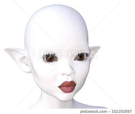 3d render. Portrait of an elf on a white background.  102202097