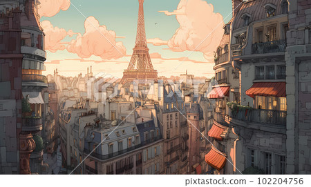 Beautiful view of the city of Paris, France 102204756