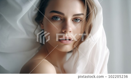 擁有美麗肌膚的白人女性：AI 工作 102205236