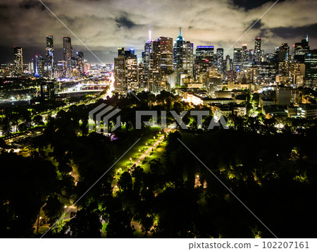 Melbourne skyline at night in Australia Melbourne skyline at night in Australia 102207161