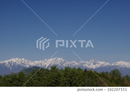 Shinshu Nagano View of the Northern Alps from Ooka Alps Observation Park (spring) 102207331