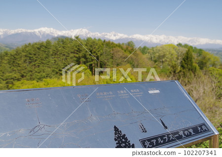 Shinshu Nagano View of the Northern Alps from Ooka Alps Observation Park (spring) 102207341