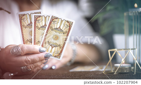 Concept of psychic advisor or ways of divination with cards. 102207904