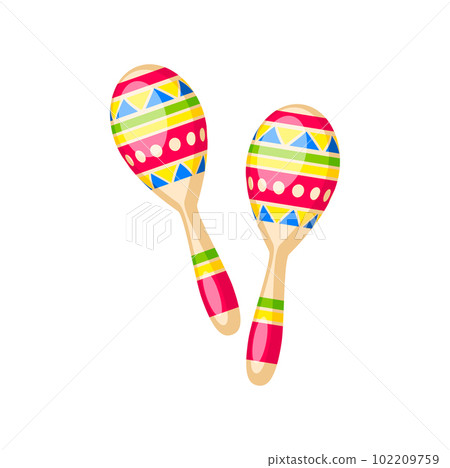 Barranquilla carnival holiday maracas musical instrument. Colombia culture traditional festival, barranquilla holiday celebration parade symbol or South America folk party isolated vector maracas Barranquilla carnival holiday maracas musical instrument. Colombia culture traditional festival, barranquilla holiday celebration parade symbol or South America folk party isolated vector maracas 102209759