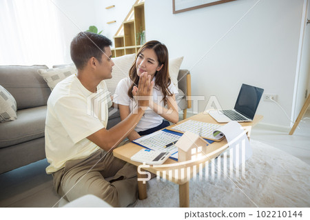 Asian couple with finance concept. Asian couple with finance concept. 102210144