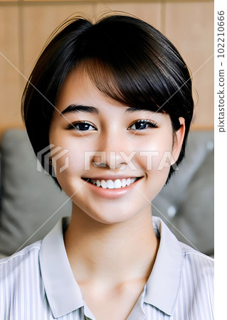 Cute girl Young Japanese woman AI generated... - Stock Illustration ...