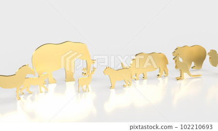 The gold animal plate for wild life species 3d rendering 102210693