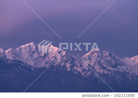 "Nagano Prefecture" Northern Alps mountain range / dusk 102211080