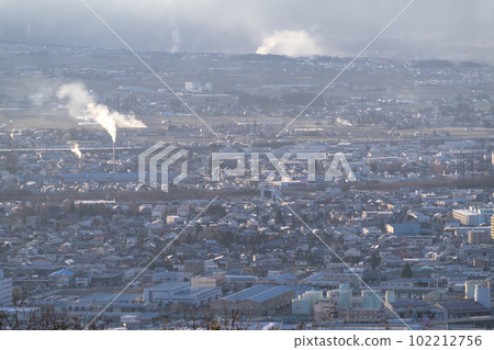 "Nagano Prefecture" The cityscape of Matsumoto city seen from a bird's eye view 102212756