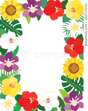 木槿、向日葵垂直版等夏季花卉熱帶框架 102213252