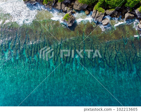 Aerial shot of the coast in Xiaoliuqiu. 102213605