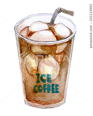 Iced coffee watercolor illustration 102214902
