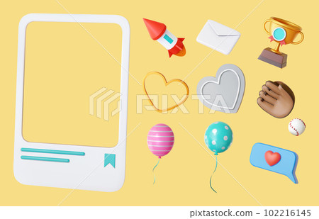 3D Social media decor element set 102216145