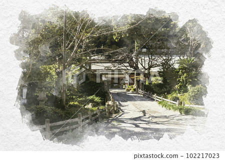 Watercolor style Shikoku 88 Temple No. 2, Gokuraku-ji Temple, Nokyosho, Naruto City, Tokushima Prefecture Watercolor style Shikoku 88 Temple No. 2, Gokuraku-ji Temple, Nokyosho, Naruto City, Tokushima Prefecture 102217023