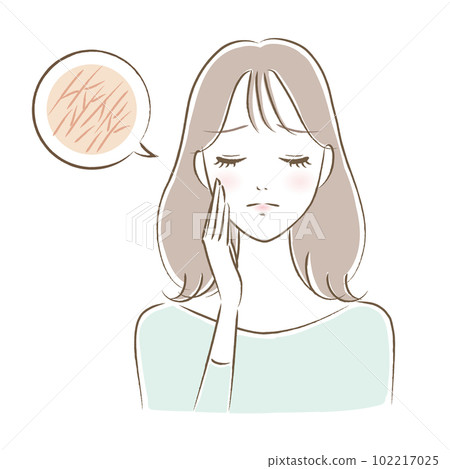 一名患有嚴重干燥和皮膚問題的年輕女性的插圖 一名患有嚴重干燥和皮膚問題的年輕女性的插圖 102217025