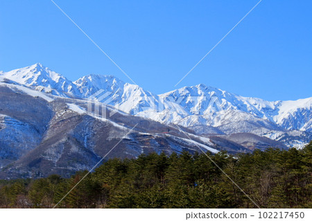 三月從白馬村出發的北阿爾卑斯 美麗的北阿爾卑斯 白雪皚皚的北阿爾卑斯 102217450