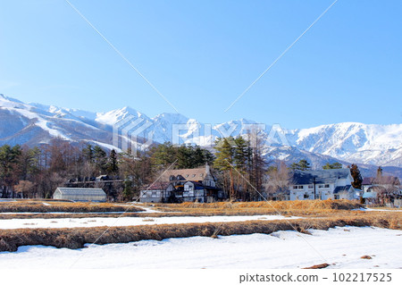 三月從白馬村出發的北阿爾卑斯 美麗的北阿爾卑斯 白雪皚皚的北阿爾卑斯 102217525
