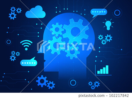 Artificial intelligence robot has a cog in the meaning. The work process of the artificial intelligence system that comes to help work and also helps to solve business problems. 102217842