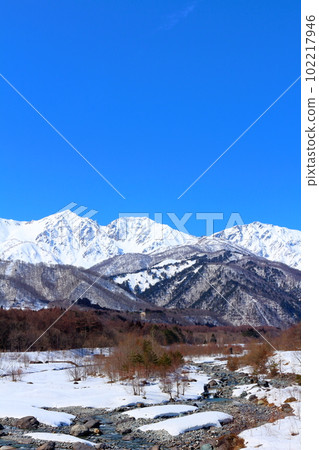 Northern Alps from Shinano Omachi in March Beautiful Northern Alps Snowy Northern Alps Northern Alps from Shinano Omachi in March Beautiful Northern Alps Snowy Northern Alps 102217946