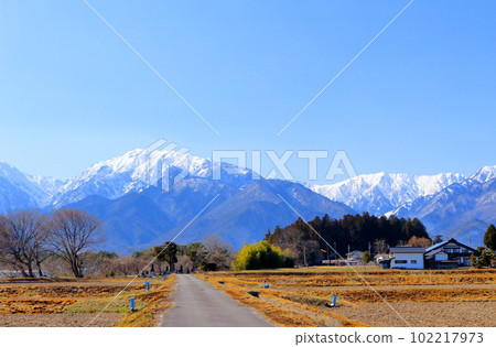 Northern Alps from Shinano Omachi in March Beautiful Northern Alps Snowy Northern Alps Northern Alps from Shinano Omachi in March Beautiful Northern Alps Snowy Northern Alps 102217973