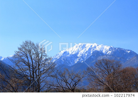 Northern Alps from Shinano Omachi in March Beautiful Northern Alps Snowy Northern Alps Northern Alps from Shinano Omachi in March Beautiful Northern Alps Snowy Northern Alps 102217974