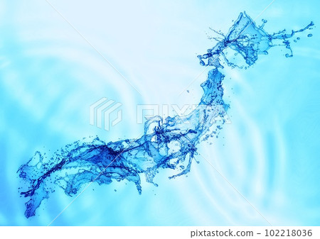 Japan map shape splashes and ripples background Japan map shape splashes and ripples background 102218036
