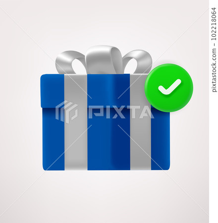 Gift box with green checkmark. 3d vector icon 102218064