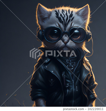 一隻穿皮夾克的貓 102220011
