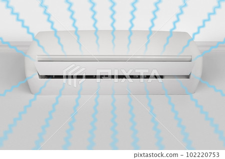 Fresh cool airflow from a white wall mounted air conditioner 102220753