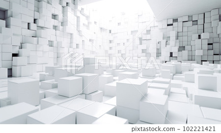 A large amount of white cube room "AI generated image" 102221421