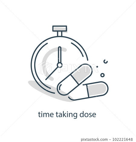 time to take medicine,Time to take pills illustration symbol. Sign pills and clock vector flat 102221648