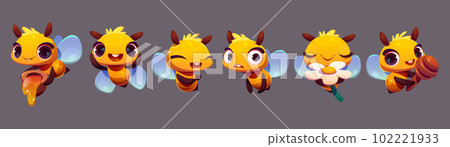 Cute bee emotion mascot, cartoon happy character 102221933