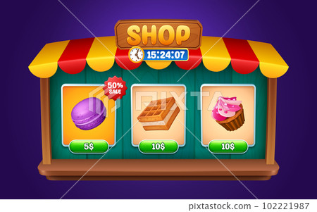 Game shop with items icons and buttons Game shop with items icons and buttons 102221987