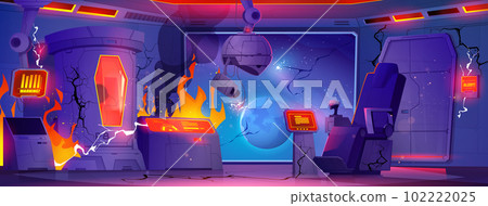 Fire smoke in cryogenic laboratory with capsule 102222025