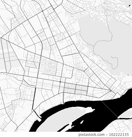 Map of Bangui city, Central African Republic. Urban black and white poster. Road map with metropolitan city area view. Map of Bangui city, Central African Republic. Urban black and white poster. Road map with metropolitan city area view. 102222135