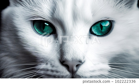 白貓的眼睛特寫“人工智能生成的圖像” 102222336