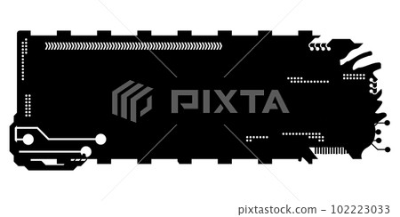 Rectangular design clipart in tech style isolated on white. Short tech plate with copy space. Clipart. Rectangular design clipart in tech style isolated on white. Short tech plate with copy space. Clipart. 102223033