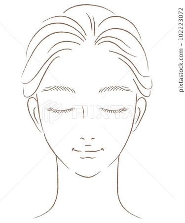 一個閉著眼睛的女人的臉的特寫圖 僅畫線 102223072