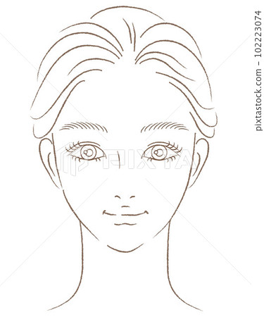 只畫捲髮的女人臉的特寫圖 102223074