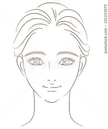 只畫捲髮的女人臉的特寫圖 102223075