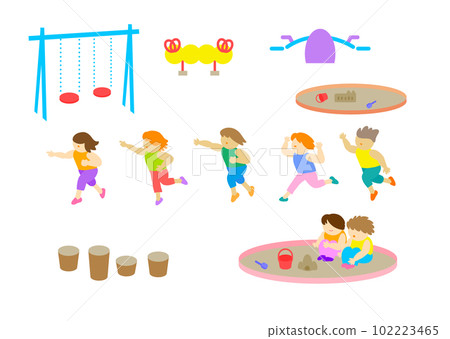 Vector illustration material: child playing in the park: Children playing in the park 102223465