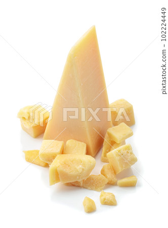Parmesan cheese isolated on white. Parmesan cheese isolated on white. 102224449