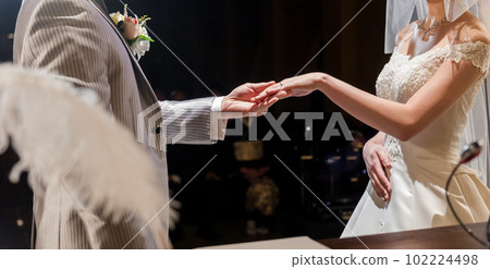 Bride and groom holding hands Wedding ceremony Oath Bride and groom holding hands Wedding ceremony Oath 102224498