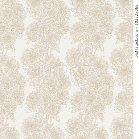 Floral Chrysanthemums seamless pattern in light beige color, hand drawn wallpaper design for print, cover, fabric, wrapping paper, packaging, cosmetics, beauty products Floral Chrysanthemums seamless pattern in light beige color, hand drawn wallpaper design for print, cover, fabric, wrapping paper, packaging, cosmetics, beauty products 102225068