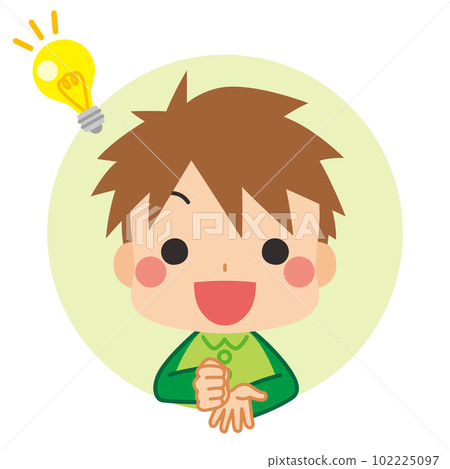 Cute boy icon illustration white background vector avatar with an idea 102225097