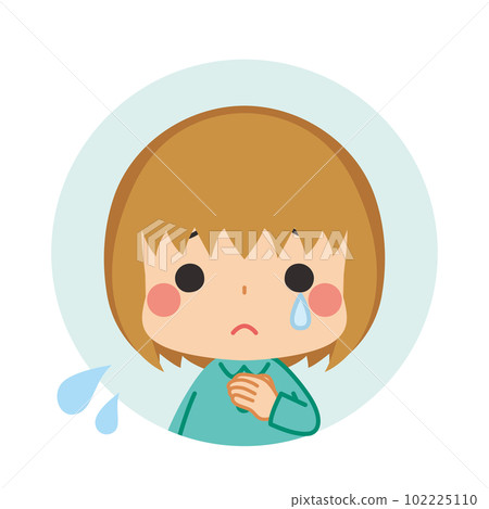 Crying cute girl icon illustration white background vector avatar 102225110