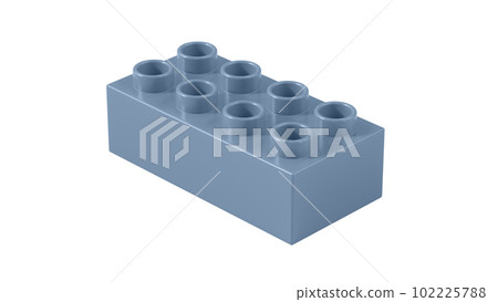 Faded Denim Plastic Lego Block Isolated on a White Background. Children Toy Brick, Perspective View. Close Up View of a Game Block for Constructors. 3D illustration. 8K Ultra HD, 7680x4320, 300 dpi Faded Denim Plastic Lego Block Isolated on a White Background. Children Toy Brick, Perspective View. Close Up View of a Game Block for Constructors. 3D illustration. 8K Ultra HD, 7680x4320, 300 dpi 102225788