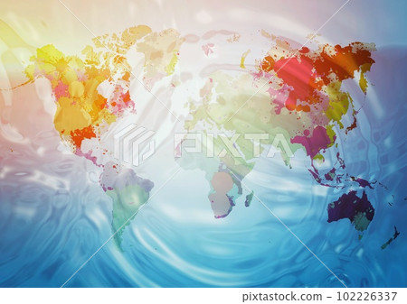 漂浮在水面上的抽象世界地圖 102226337